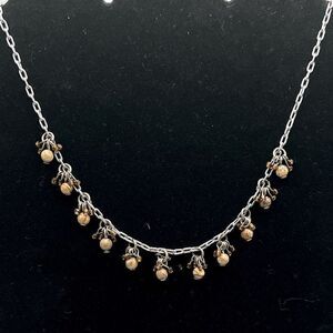 *3/$20* Delicate silver tone and seed bead / stone bead choker necklace
